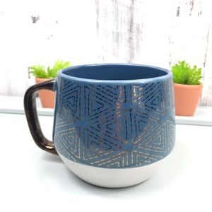 Navy Blue Metallic Gold Graphic Stoneware Cozy Mug